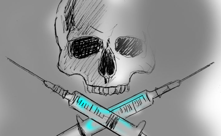 Skull and crossed syringes