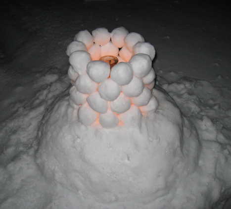 Snow lantern on a pedestal