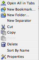 Right-click Bookmark Toolbar folder