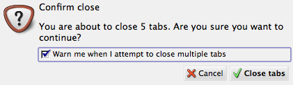 Multiple-tab close warning